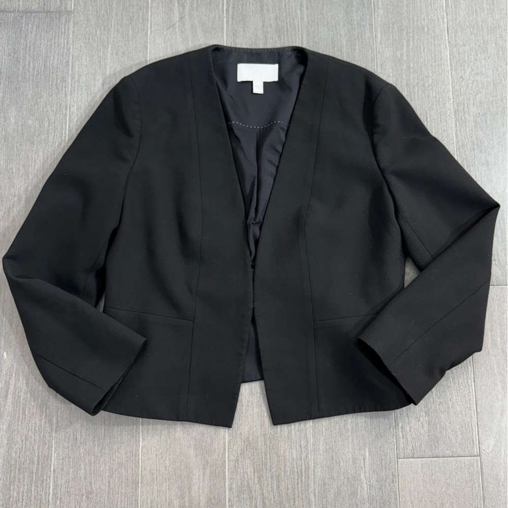 HUGO BOSS Women's Boss Jemida Jacket Blazer In Black US 12 Collarless Wool Blend - Picture 10 of 16